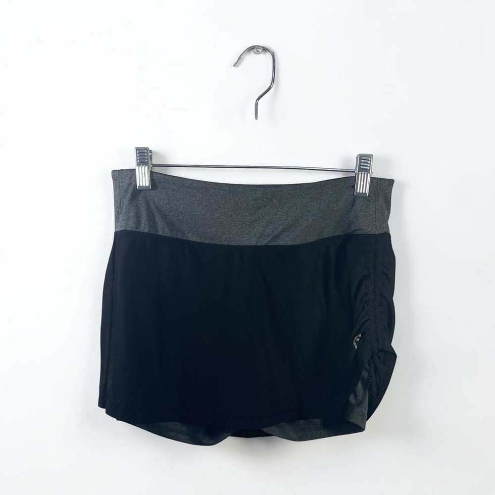 HEAD Womens Black Grey Athletic Skort Ruched Side Tennis Running Skirt Size S